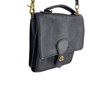 Coach Vintage Black Station Bag Turn-lock Flap Too handle Crossbody Purse